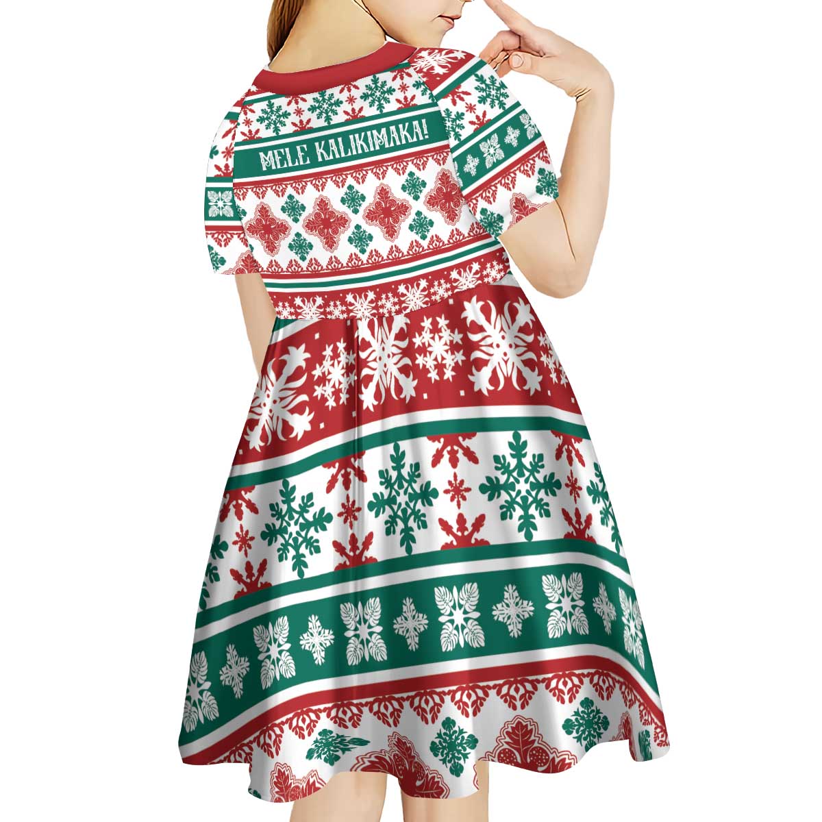 Mele Kalikimaka Hawaii Christmas Kid Short Sleeve Dress Hawaiian Quilt Pattern Style - Polynesian Pride