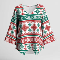 Mele Kalikimaka Hawaii Christmas Kimono Sleeve Blouse Hawaiian Quilt Pattern Style - Polynesian Pride