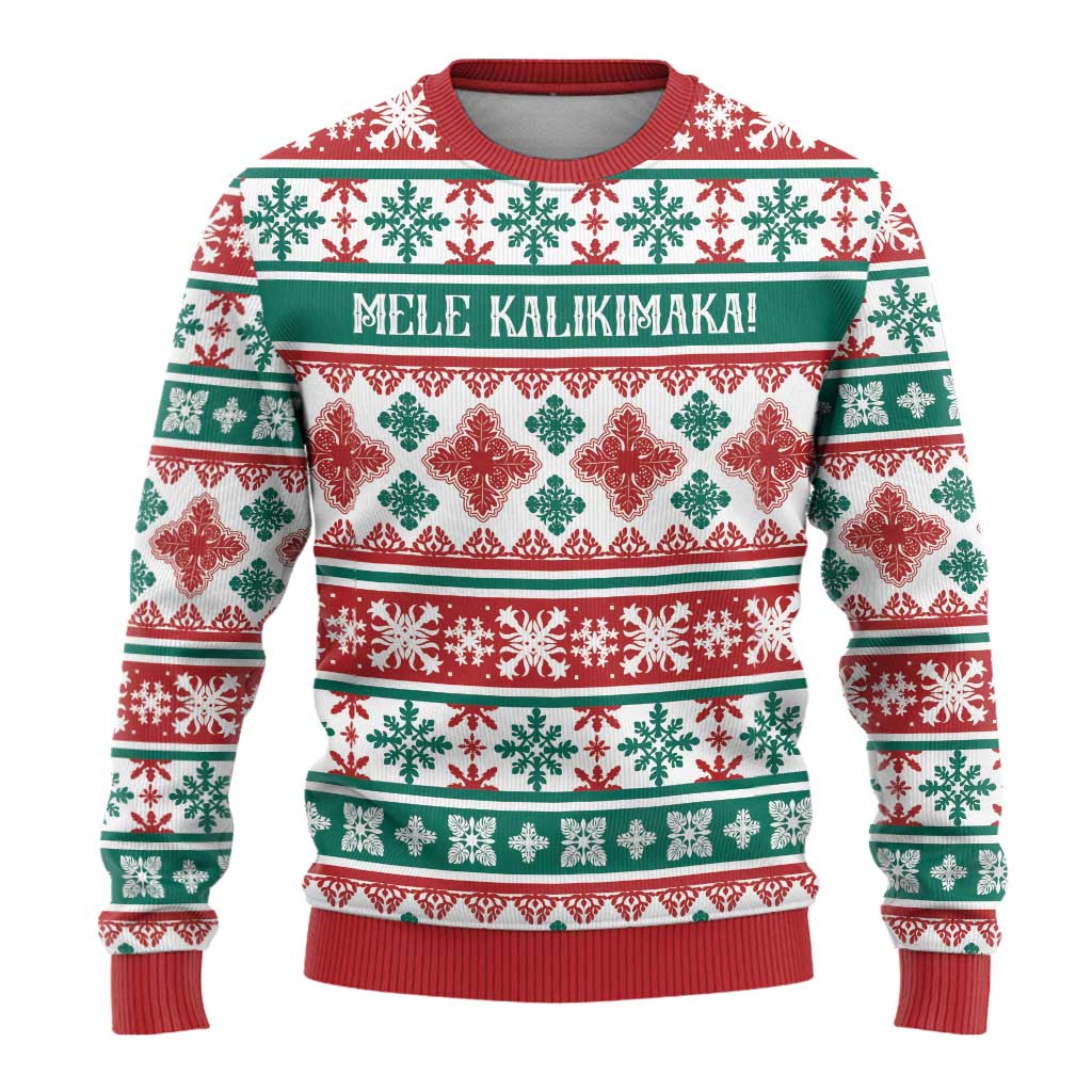 Mele Kalikimaka Hawaii Christmas Ugly Christmas Sweater Hawaiian Quilt Pattern Style - Polynesian Pride