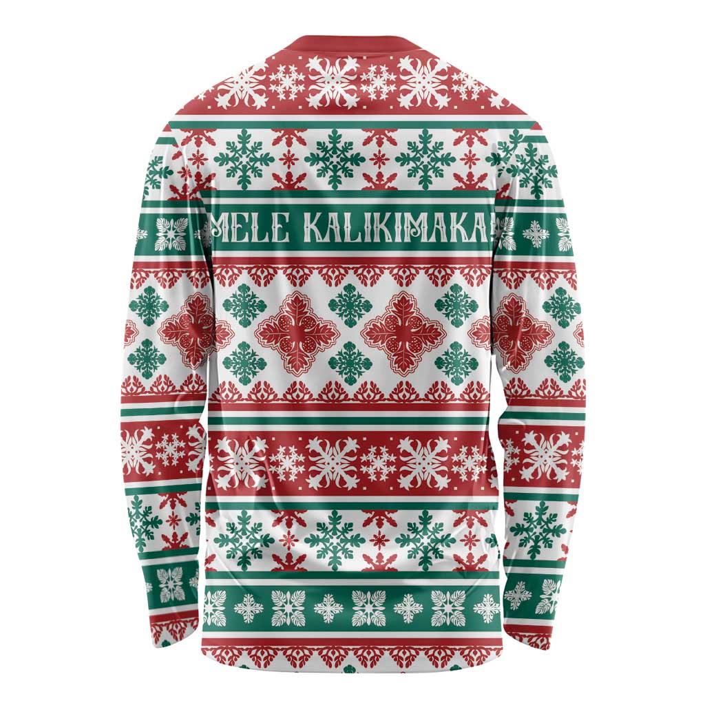 Mele Kalikimaka Hawaii Christmas Long Sleeve Shirt Hawaiian Quilt Pattern Style - Polynesian Pride