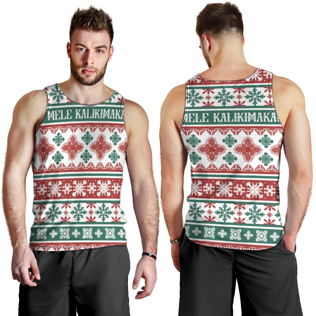Mele Kalikimaka Hawaii Christmas Men Tank Top Hawaiian Quilt Pattern Style - Polynesian Pride
