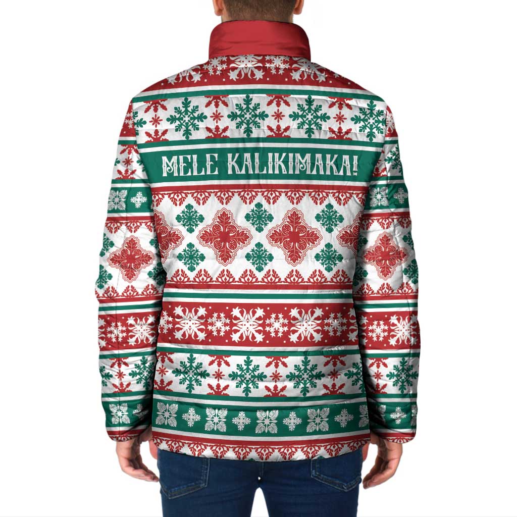 Mele Kalikimaka Hawaii Christmas Padded Jacket Hawaiian Quilt Pattern Style - Polynesian Pride