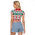 Mele Kalikimaka Hawaii Christmas Raglan Cropped T Shirt Hawaiian Quilt Pattern Style - Polynesian Pride