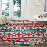 Mele Kalikimaka Hawaii Christmas Round Carpet Hawaiian Quilt Pattern Style - Polynesian Pride