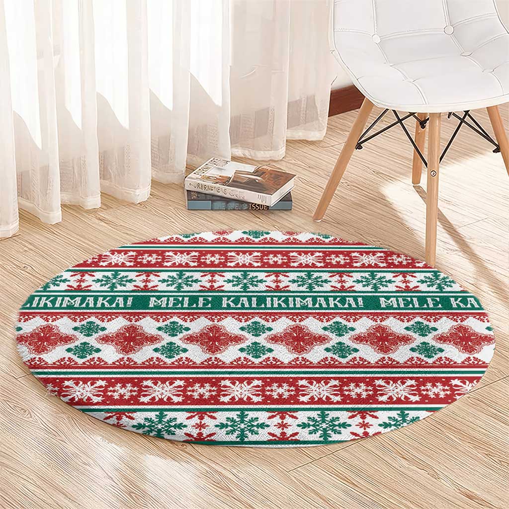 Mele Kalikimaka Hawaii Christmas Round Carpet Hawaiian Quilt Pattern Style - Polynesian Pride