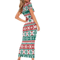 Mele Kalikimaka Hawaii Christmas Short Sleeve Bodycon Dress Hawaiian Quilt Pattern Style - Polynesian Pride