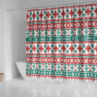 Mele Kalikimaka Hawaii Christmas Shower Curtain Hawaiian Quilt Pattern Style - Polynesian Pride