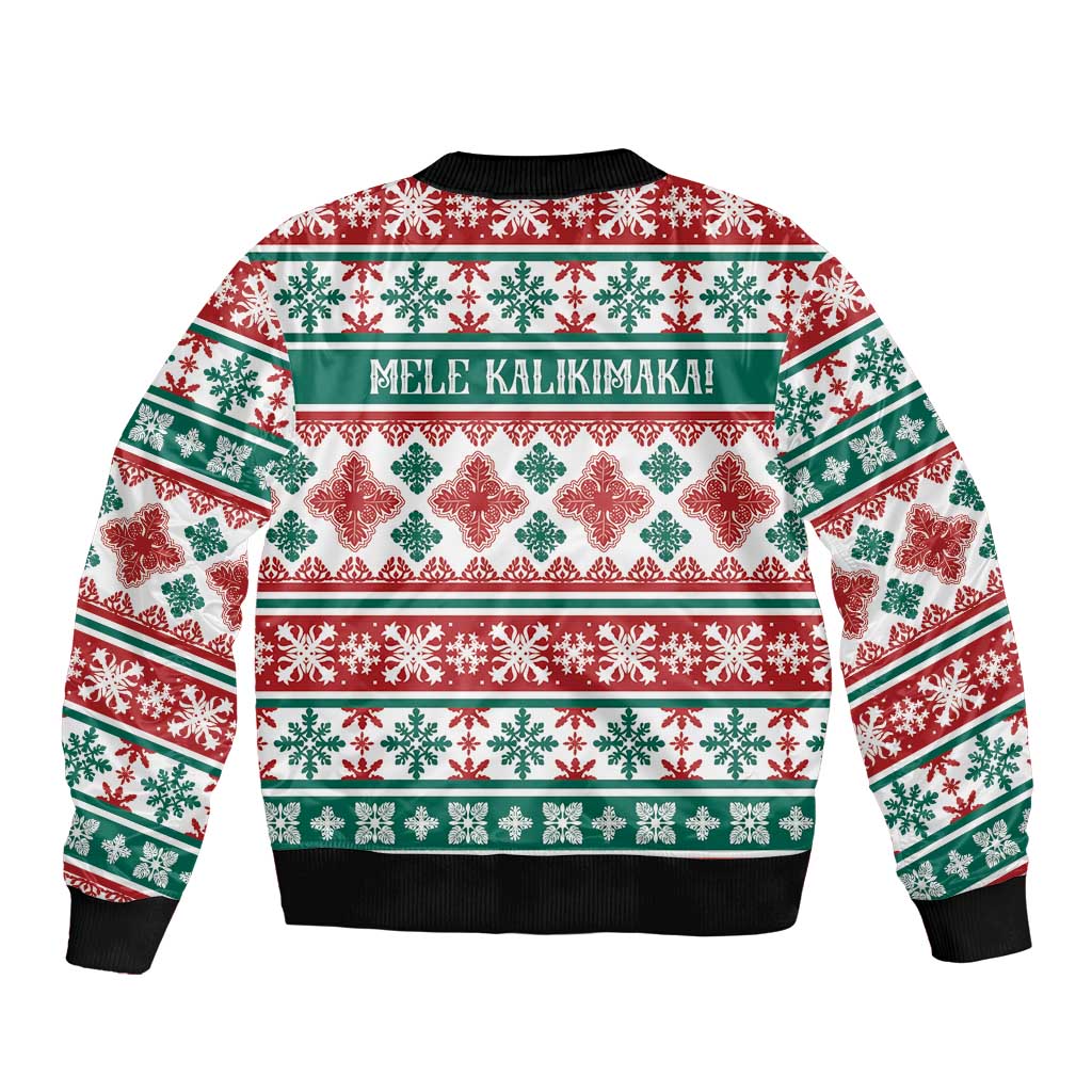 Mele Kalikimaka Hawaii Christmas Sleeve Zip Bomber Jacket Hawaiian Quilt Pattern Style - Polynesian Pride