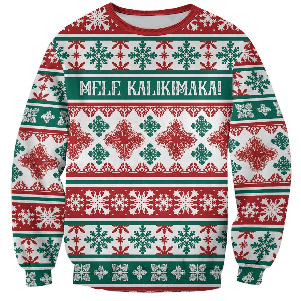 Mele Kalikimaka Hawaii Christmas Sweatshirt Hawaiian Quilt Pattern Style - Polynesian Pride