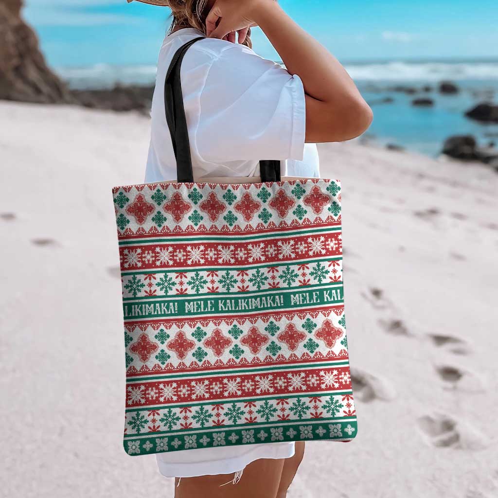 Mele Kalikimaka Hawaii Christmas Tote Bag Hawaiian Quilt Pattern Style - Polynesian Pride