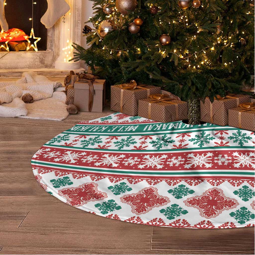 Mele Kalikimaka Hawaii Christmas Tree Skirt Hawaiian Quilt Pattern Style - Polynesian Pride