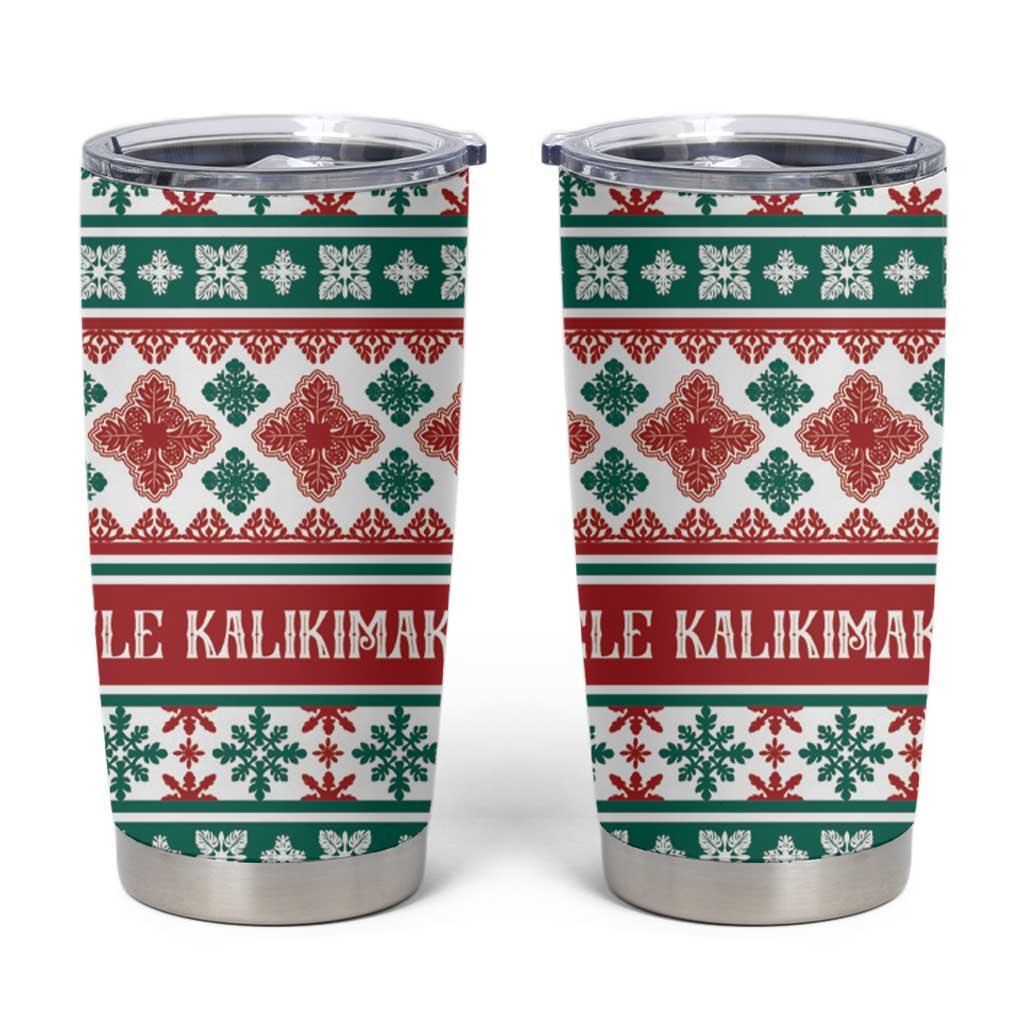 Mele Kalikimaka Hawaii Christmas Tumbler Cup Hawaiian Quilt Pattern Style - Polynesian Pride