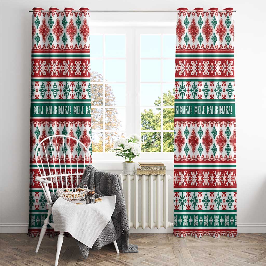 Mele Kalikimaka Hawaii Christmas Window Curtain Hawaiian Quilt Pattern Style - Polynesian Pride