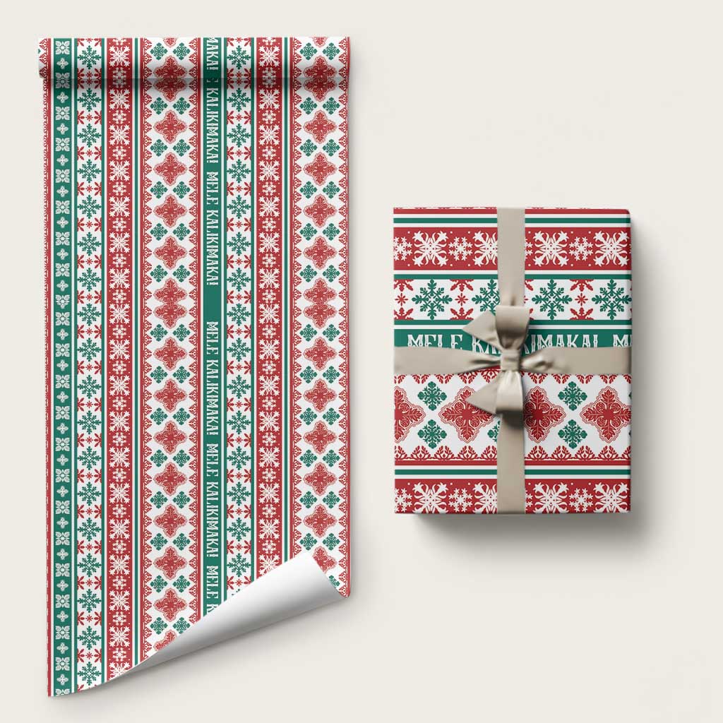 Mele Kalikimaka Hawaii Christmas Wrapping Paper Hawaiian Quilt Pattern Style - Polynesian Pride