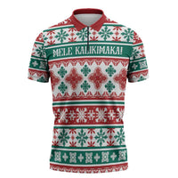 Mele Kalikimaka Hawaii Christmas Zipper Polo Shirt Hawaiian Quilt Pattern Style - Polynesian Pride