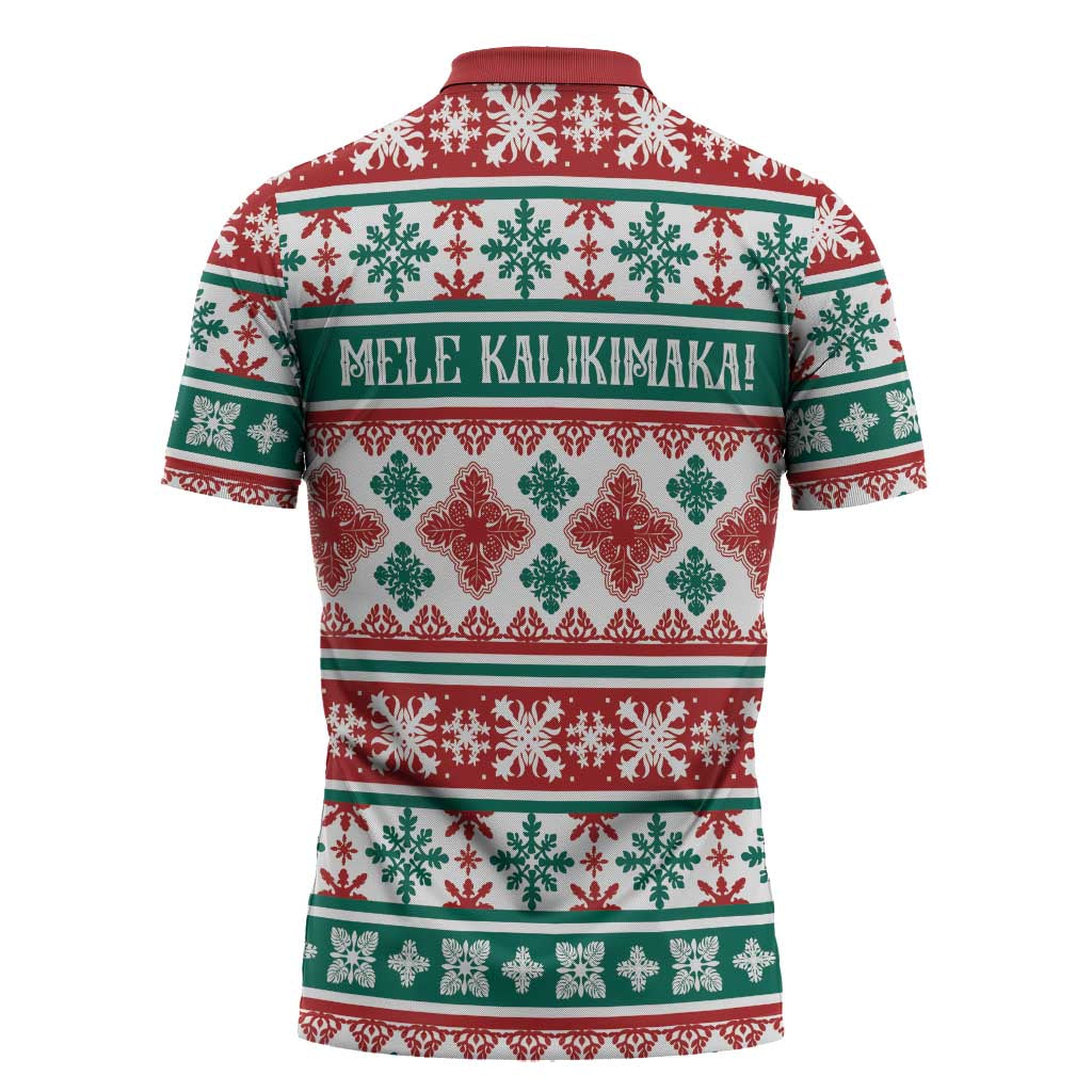 Mele Kalikimaka Hawaii Christmas Zipper Polo Shirt Hawaiian Quilt Pattern Style - Polynesian Pride