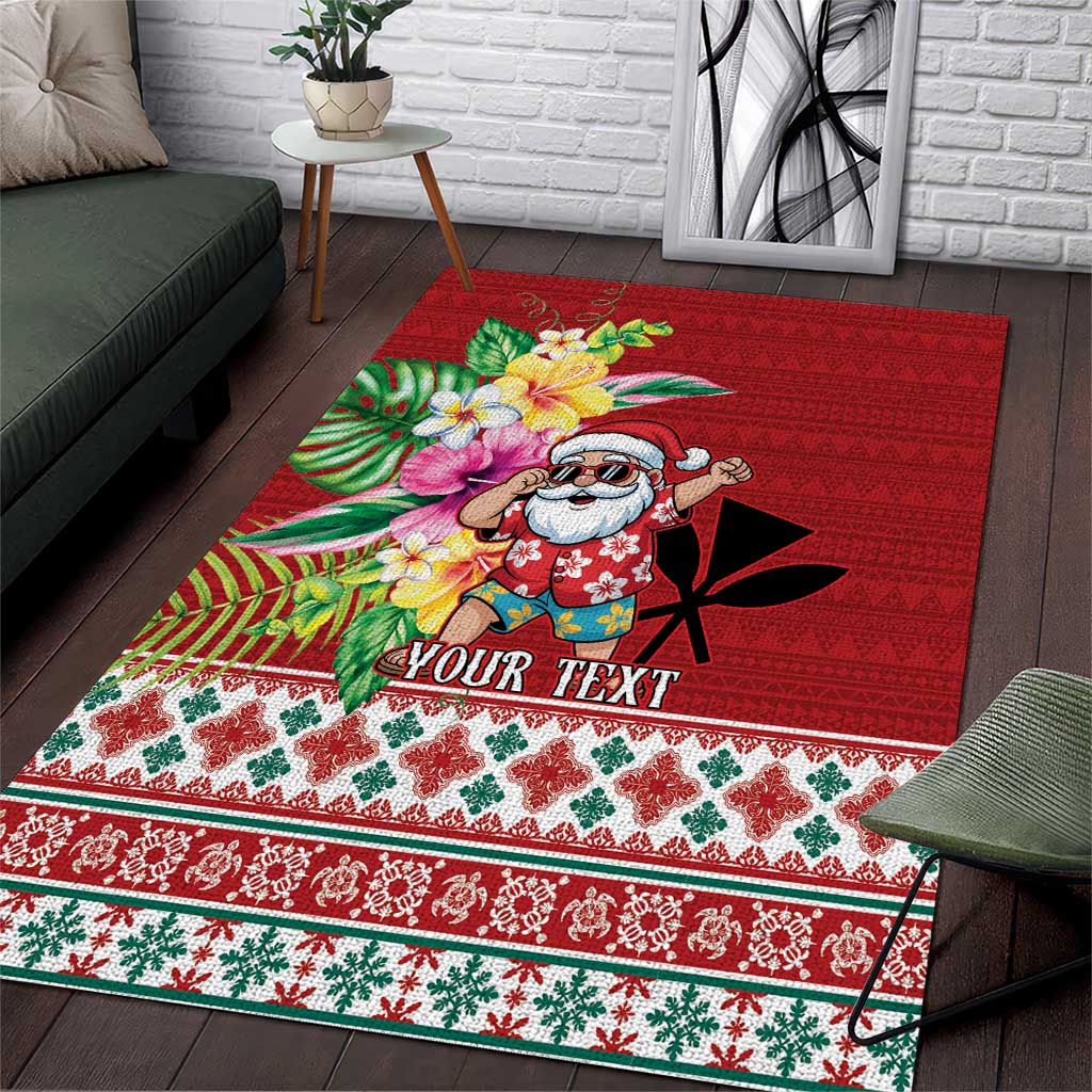 Santa Surf Mele Kalikimaka Personalized Area Rug Aloha Tropical Christmas Vibes - Polynesian Pride