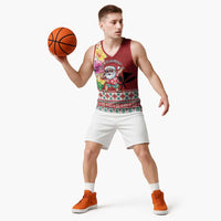 Santa Surf Mele Kalikimaka Personalized Basketball Jersey Aloha Tropical Christmas Vibes - Polynesian Pride