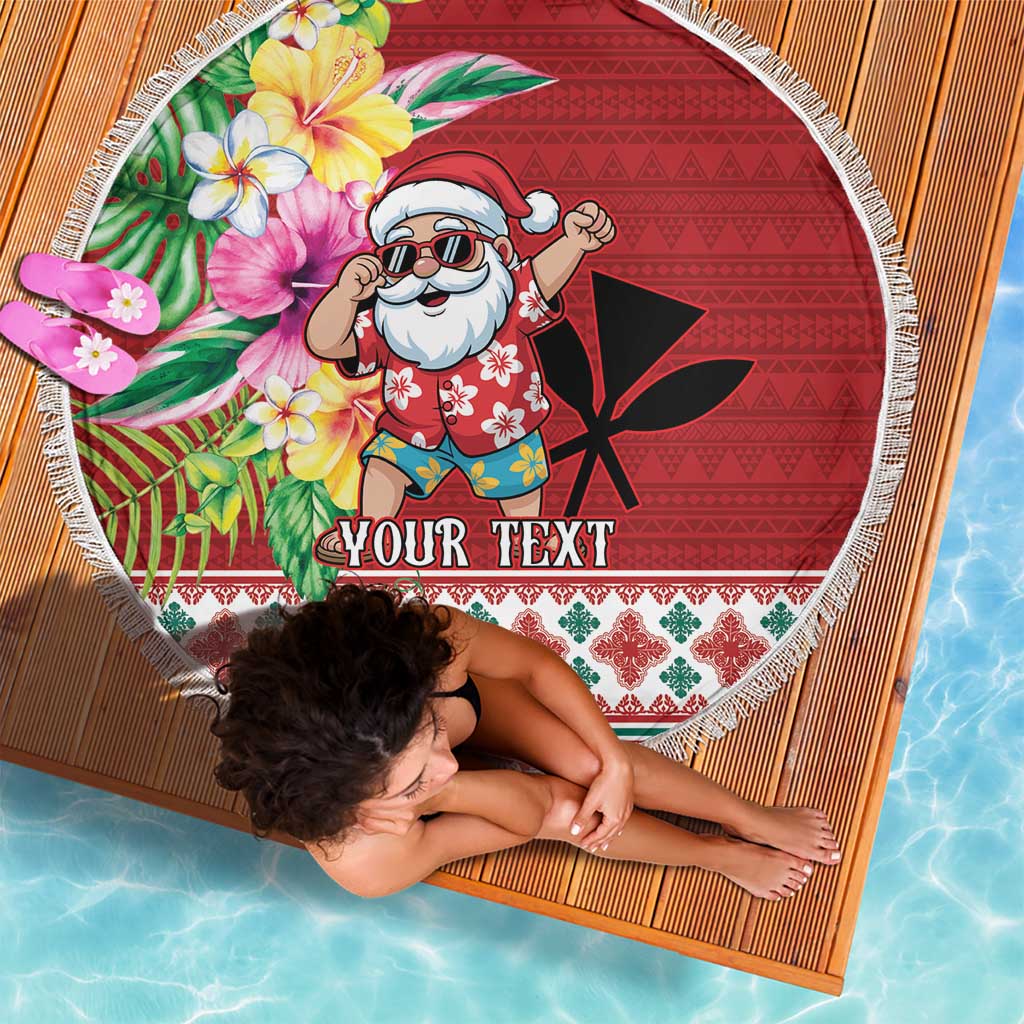 Santa Surf Mele Kalikimaka Personalized Beach Blanket Aloha Tropical Christmas Vibes - Polynesian Pride