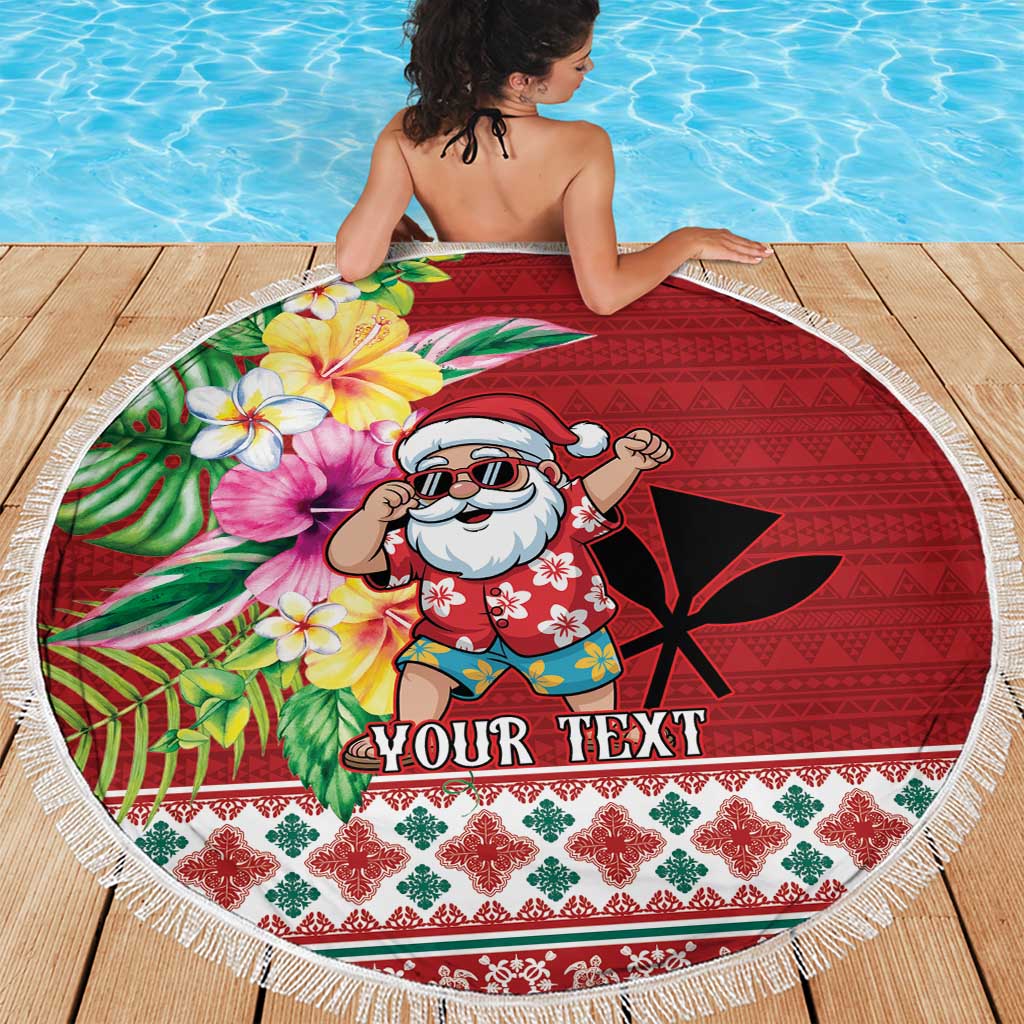 Santa Surf Mele Kalikimaka Personalized Beach Blanket Aloha Tropical Christmas Vibes - Polynesian Pride