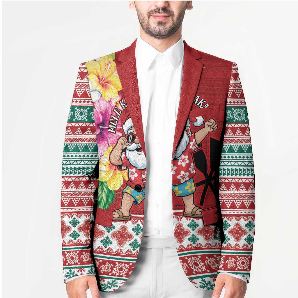 Santa Surf Mele Kalikimaka Personalized Blazer Aloha Tropical Christmas Vibes - Polynesian Pride