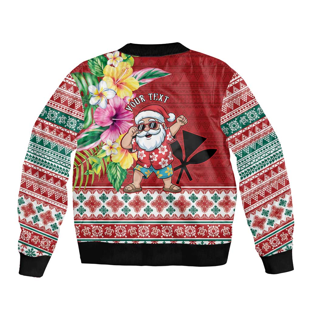 Santa Surf Mele Kalikimaka Personalized Bomber Jacket Aloha Tropical Christmas Vibes - Polynesian Pride