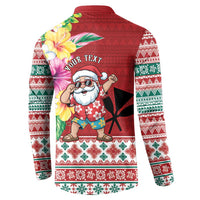 Santa Surf Mele Kalikimaka Personalized Button Sweatshirt Aloha Tropical Christmas Vibes - Polynesian Pride