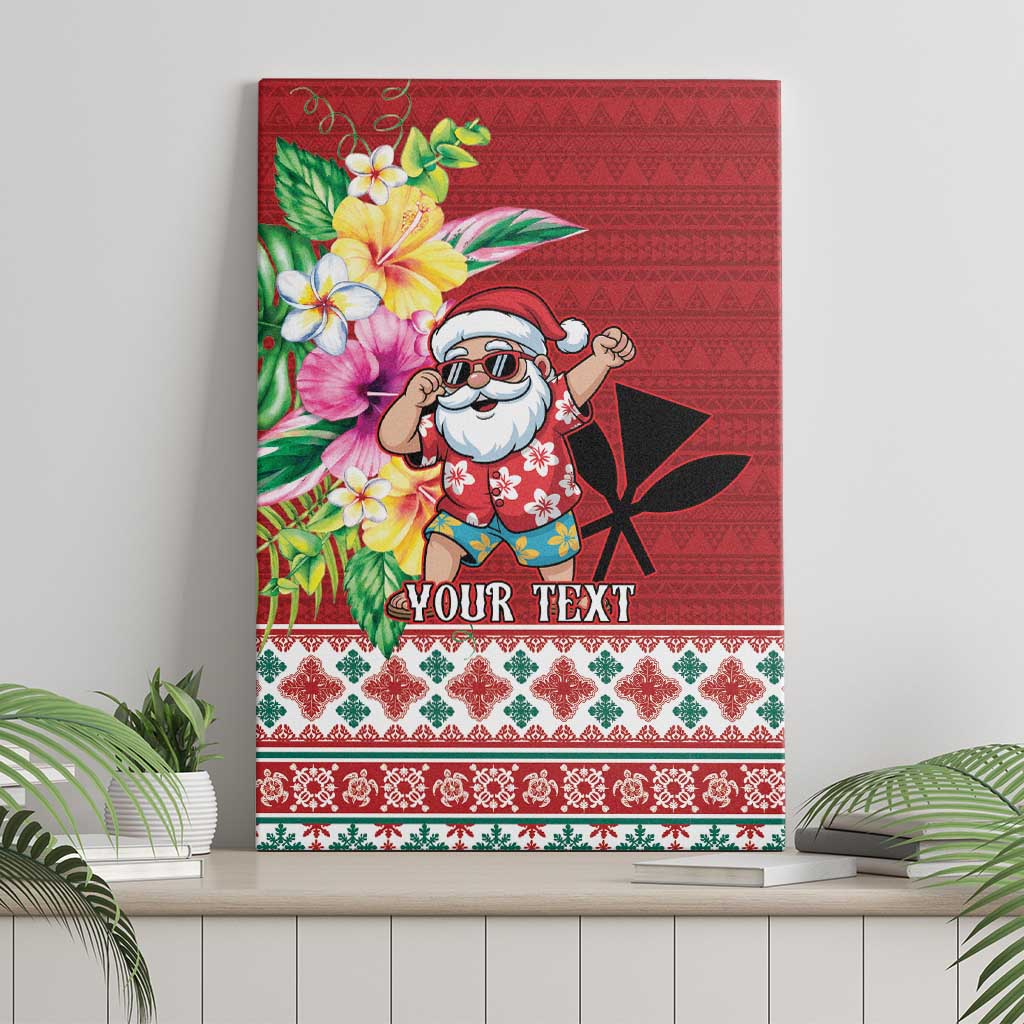 Santa Surf Mele Kalikimaka Personalized Canvas Wall Art Aloha Tropical Christmas Vibes - Polynesian Pride