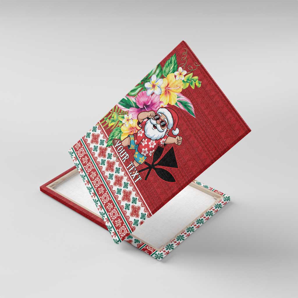 Santa Surf Mele Kalikimaka Personalized Canvas Wall Art Aloha Tropical Christmas Vibes - Polynesian Pride