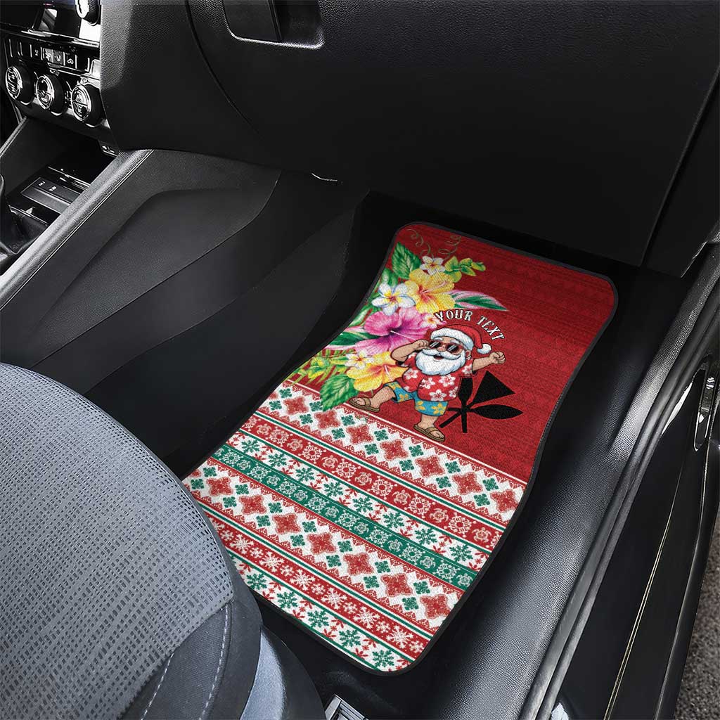Santa Surf Mele Kalikimaka Personalized Car Mats Aloha Tropical Christmas Vibes - Polynesian Pride
