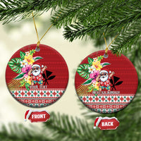 Santa Surf Mele Kalikimaka Personalized Ceramic Ornament Aloha Tropical Christmas Vibes - Polynesian Pride