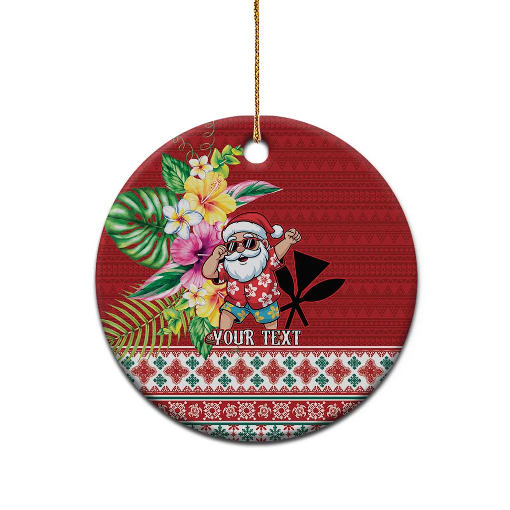 Santa Surf Mele Kalikimaka Personalized Ceramic Ornament Aloha Tropical Christmas Vibes - Polynesian Pride