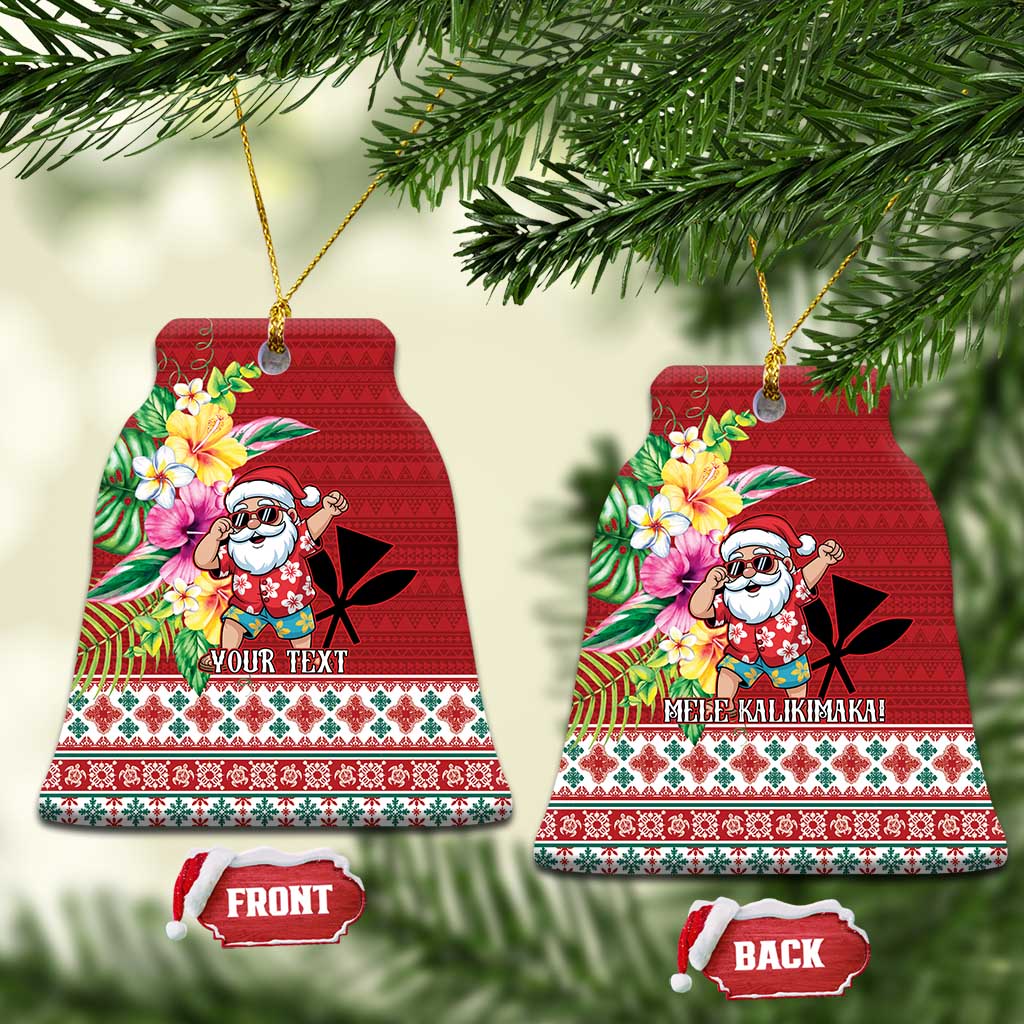 Santa Surf Mele Kalikimaka Personalized Ceramic Ornament Aloha Tropical Christmas Vibes - Polynesian Pride