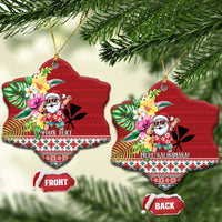 Santa Surf Mele Kalikimaka Personalized Ceramic Ornament Aloha Tropical Christmas Vibes - Polynesian Pride