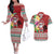 Santa Surf Mele Kalikimaka Personalized Couples Matching Off The Shoulder Long Sleeve Dress and Hawaiian Shirt Aloha Tropical Christmas Vibes - Polynesian Pride