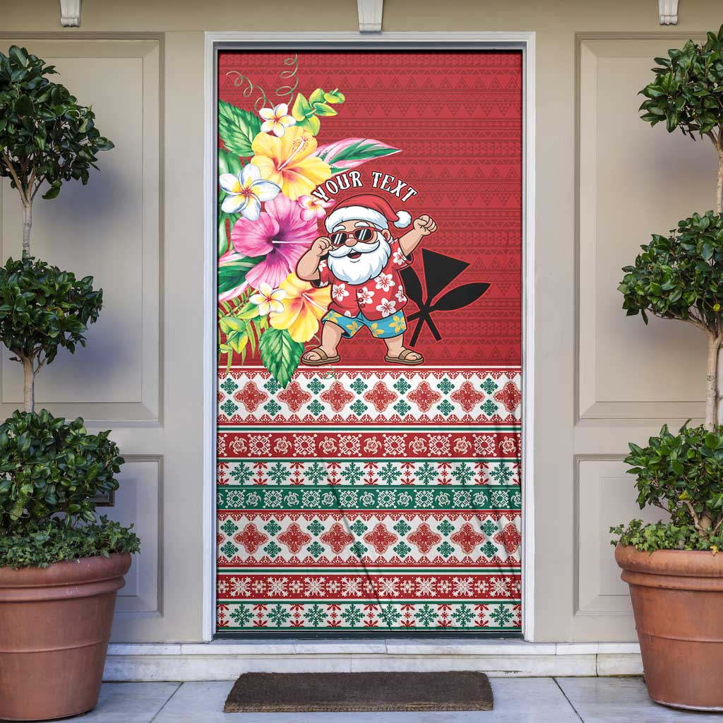 Santa Surf Mele Kalikimaka Personalized Door Cover Aloha Tropical Christmas Vibes - Polynesian Pride