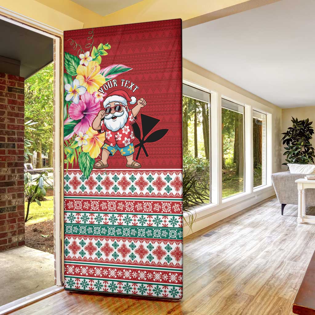 Santa Surf Mele Kalikimaka Personalized Door Cover Aloha Tropical Christmas Vibes - Polynesian Pride