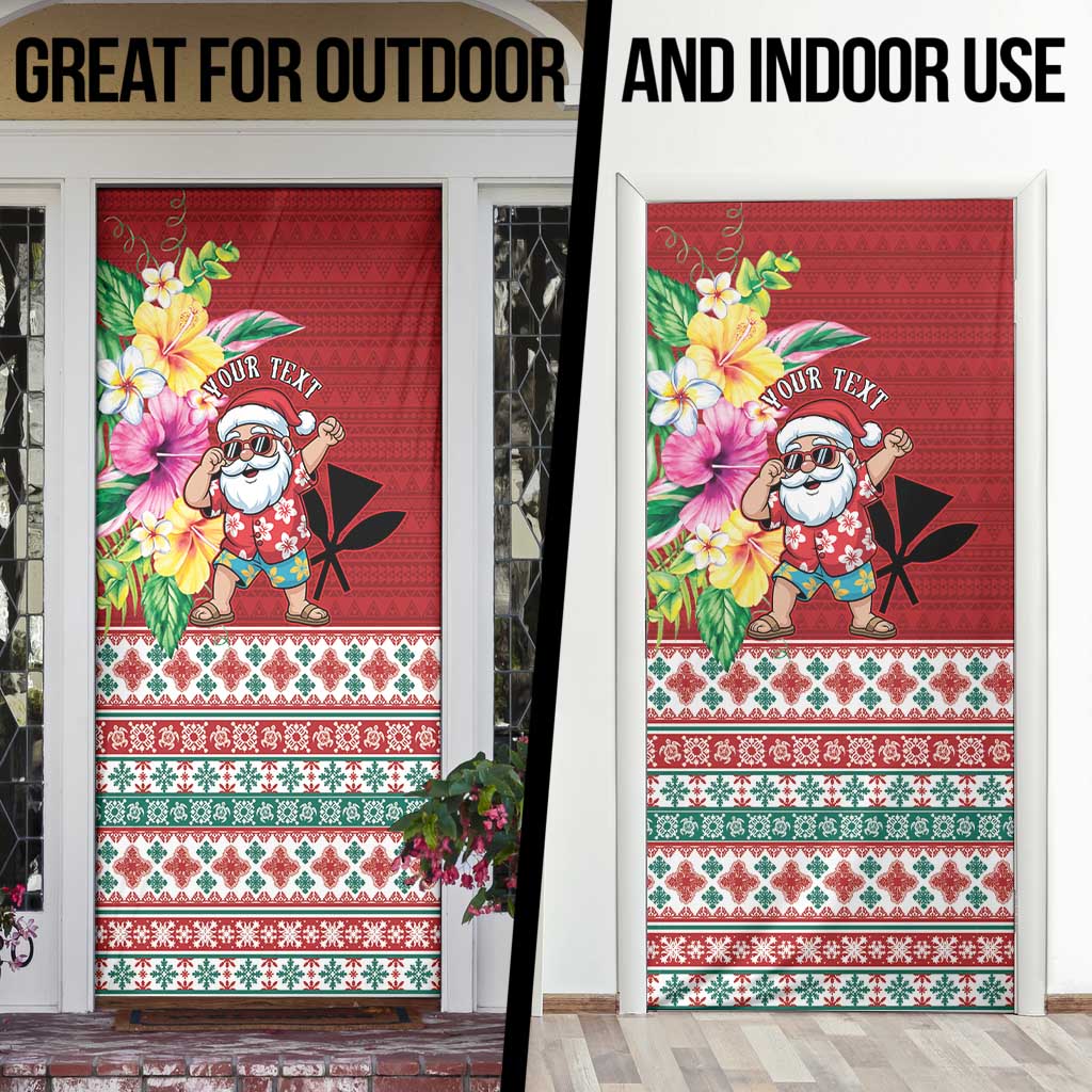 Santa Surf Mele Kalikimaka Personalized Door Cover Aloha Tropical Christmas Vibes - Polynesian Pride