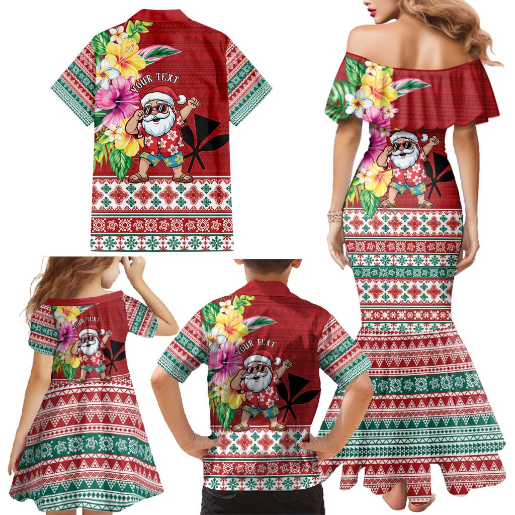 Santa Surf Mele Kalikimaka Personalized Family Matching Mermaid Dress and Hawaiian Shirt Aloha Tropical Christmas Vibes - Polynesian Pride