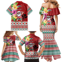 Santa Surf Mele Kalikimaka Personalized Family Matching Mermaid Dress and Hawaiian Shirt Aloha Tropical Christmas Vibes - Polynesian Pride