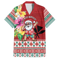 Santa Surf Mele Kalikimaka Personalized Family Matching Off The Shoulder Long Sleeve Dress and Hawaiian Shirt Aloha Tropical Christmas Vibes - Polynesian Pride
