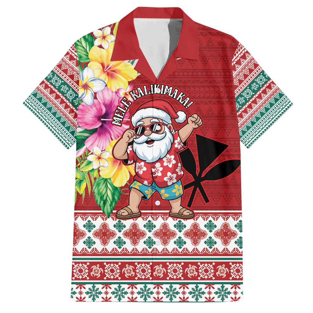 Santa Surf Mele Kalikimaka Personalized Family Matching Off Shoulder Short Dress and Hawaiian Shirt Aloha Tropical Christmas Vibes - Polynesian Pride