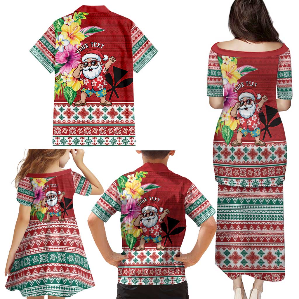 Santa Surf Mele Kalikimaka Personalized Family Matching Puletasi and Hawaiian Shirt Aloha Tropical Christmas Vibes - Polynesian Pride