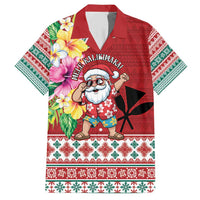 Santa Surf Mele Kalikimaka Personalized Family Matching Short Sleeve Bodycon Dress and Hawaiian Shirt Aloha Tropical Christmas Vibes - Polynesian Pride