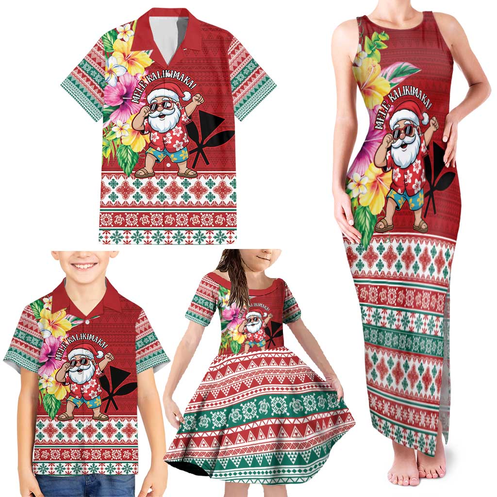 Santa Surf Mele Kalikimaka Personalized Family Matching Tank Maxi Dress and Hawaiian Shirt Aloha Tropical Christmas Vibes - Polynesian Pride