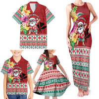 Santa Surf Mele Kalikimaka Personalized Family Matching Tank Maxi Dress and Hawaiian Shirt Aloha Tropical Christmas Vibes - Polynesian Pride