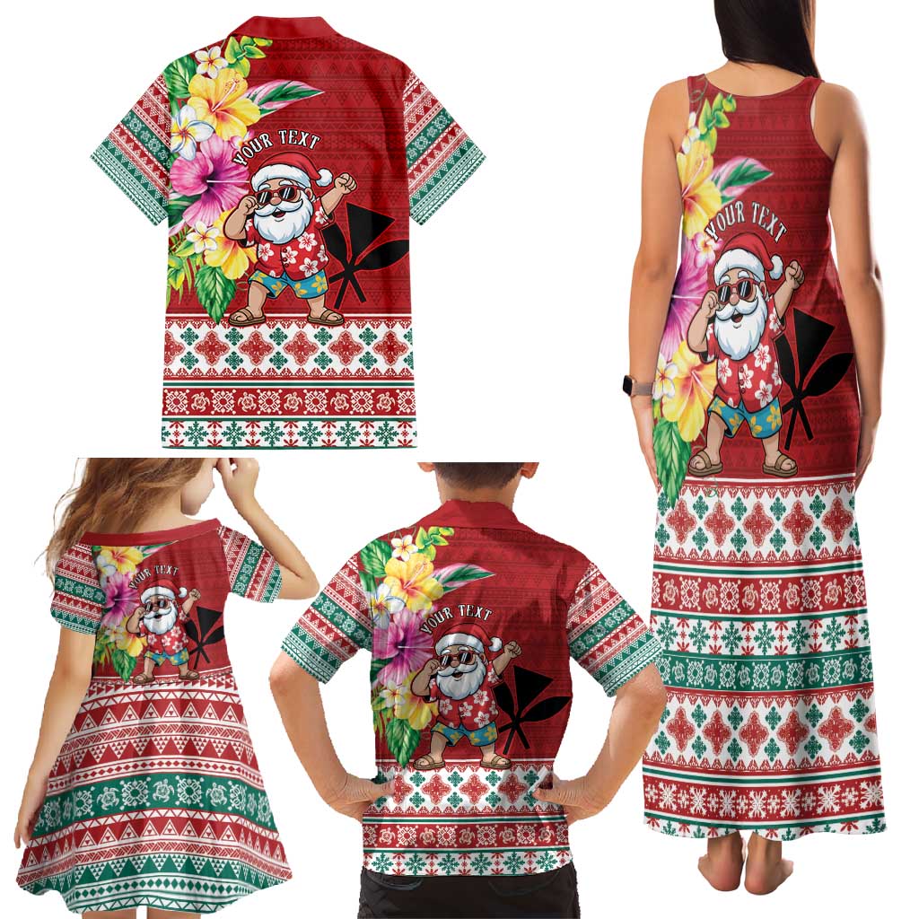 Santa Surf Mele Kalikimaka Personalized Family Matching Tank Maxi Dress and Hawaiian Shirt Aloha Tropical Christmas Vibes - Polynesian Pride