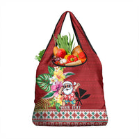 Santa Surf Mele Kalikimaka Personalized Grocery Bag Aloha Tropical Christmas Vibes - Polynesian Pride