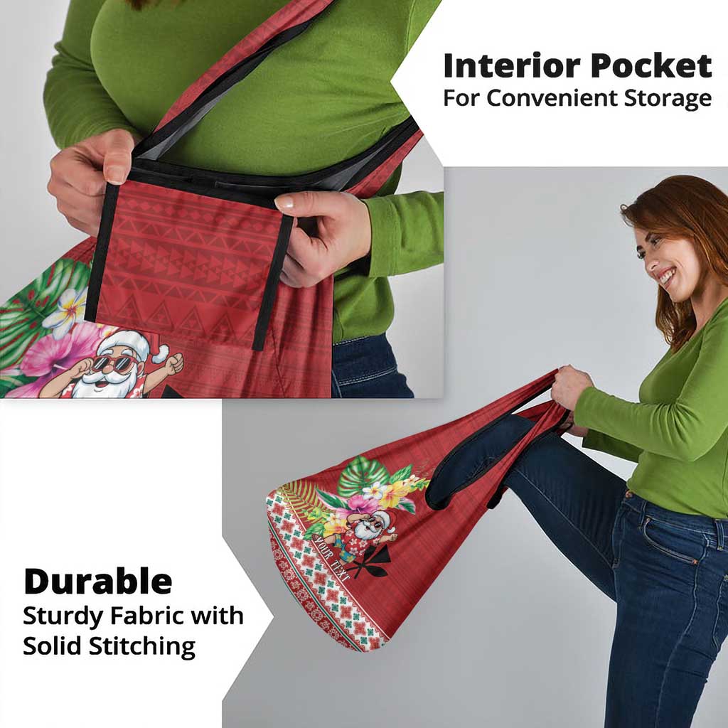 Santa Surf Mele Kalikimaka Personalized Grocery Bag Aloha Tropical Christmas Vibes - Polynesian Pride