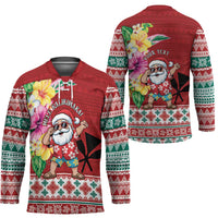 Santa Surf Mele Kalikimaka Personalized Hockey Jersey Aloha Tropical Christmas Vibes - Polynesian Pride
